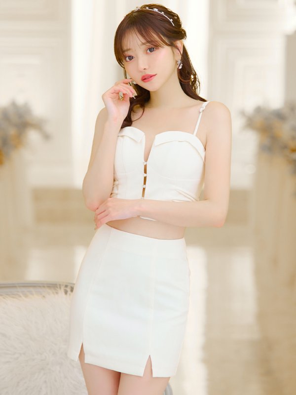 画像10: XSサイズあり【Glossy/グロッシー】サイド編み上げ/ バストカット/ タイト/ セットアップ/ ミニドレス/ キャバドレス[OF08]