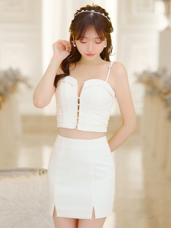 画像11: XSサイズあり【Glossy/グロッシー】サイド編み上げ/ バストカット/ タイト/ セットアップ/ ミニドレス/ キャバドレス[OF08]