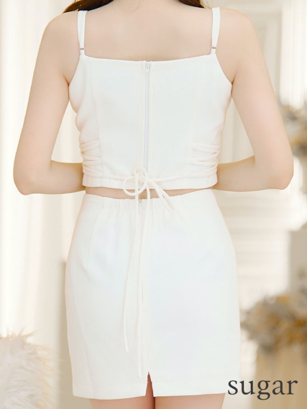 画像14: XSサイズあり【Glossy/グロッシー】サイド編み上げ/ バストカット/ タイト/ セットアップ/ ミニドレス/ キャバドレス[OF08]