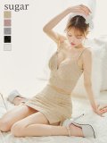 XSサイズあり【ROBE de FLEURS Glossy/ローブ・ド・フルール グロッシー】チェーン付き/ ラメツイル/ セットアップ/ タイト/ ミニドレス/ キャバドレス[OF2]