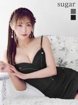 【予約商品/5月下旬発送予定】XSサイズあり【ROBE de FLEURS Glossy/ローブ・ド・フルール グロッシー】2way/ ストライプ/ ジップ/ タイト/ ミニドレス/ キャバドレス[OF2]