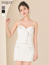 XSサイズあり【Glossy/グロッシー】2way/ ストライプ/ ジップ/ タイト/ ミニドレス/ キャバドレス[OF08]