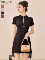 XSサイズあり【Glossy/グロッシー】スエード/ バストカット/ 半袖/ ミニドレス/ キャバドレス[OF08]