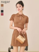 XSサイズあり【Glossy/グロッシー】スエード/ バストカット/ 半袖/ ミニドレス/ キャバドレス[OF08]