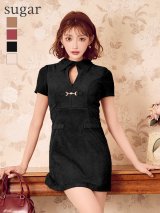 【予約商品/9月上旬発送予定】XSサイズあり【Glossy/グロッシー】スエード/ バストカット/ 半袖/ ミニドレス/ キャバドレス[OF08]
