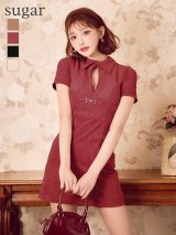【予約商品/9月上旬発送予定】XSサイズあり【Glossy/グロッシー】スエード/ バストカット/ 半袖/ ミニドレス/ キャバドレス[OF08]