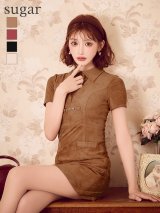 【予約商品/9月上旬発送予定】XSサイズあり【Glossy/グロッシー】スエード/ バストカット/ 半袖/ ミニドレス/ キャバドレス[OF08]