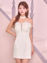 XSサイズあり【Glossy/グロッシー】ファー付き/ ベロア/ チョーカー/ タイト/ ミニドレス/ キャバドレス[OF08]