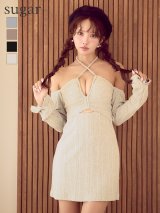 【予約商品/11月上旬発送予定】XSサイズあり【Glossy/グロッシー】ラメリブニット/ カッティング/ オフショル/ タイト/ ミニドレス/ キャバドレス[OF08]