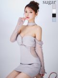XSサイズあり【Glossy/グロッシー】袖取り外し可能/ レース/ ベア/ チョーカー/ タイト/ ミニドレス/ キャバドレス[OF08]【一部予約商品/12月上旬発送予定】