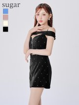 【予約商品/5月中旬発送予定】XSサイズあり【ROBE de FLEURS Glossy/ローブ・ド・フルール グロッシー】バストカット/ セットアップ/ オフショル/ キャミ/ ミニドレス/ キャバドレス[OF2]