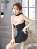 XSサイズあり【Glossy/グロッシー】2way/ チョーカー風/ バストジップ/ タイト/ ミニドレス/ キャバドレス[OF08]