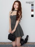 【予約商品/9月下旬発送予定】XSサイズあり【Glossy/グロッシー】ストーン付き/ ホルター/ シルバーボタン/ フレア/ セットアップ/ ミニドレス/ キャバドレス[OF08]