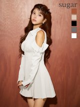XSサイズあり【Glossy/グロッシー】オフショルダー/ カットデザイン/ フレア/ ミニドレス/ キャバドレス[OF08]