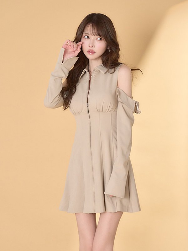 ベージュ　モデル：ゆめ　身長：160cm　着用サイズ：Sサイズ