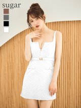 【予約商品/10月中旬発送予定】XSサイズあり【Glossy/グロッシー】Vカット/ ベルト/ タイト/ ミニドレス/ キャバドレス[OF08]