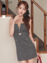 XSサイズあり【Glossy/グロッシー】Vカット/ ベルト/ タイト/ ミニドレス/ キャバドレス[OF08]