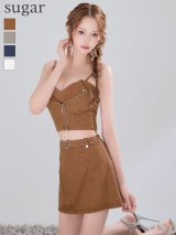 XSサイズあり【Glossy/グロッシー】ジップデザイン/ デニム/ セットアップ/ ミニドレス/ キャバドレス[OF08]