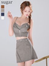 XSサイズあり【Glossy/グロッシー】ジップデザイン/ デニム/ セットアップ/ ミニドレス/ キャバドレス[OF08]