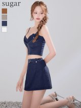 XSサイズあり【Glossy/グロッシー】ジップデザイン/ デニム/ セットアップ/ ミニドレス/ キャバドレス[OF08]