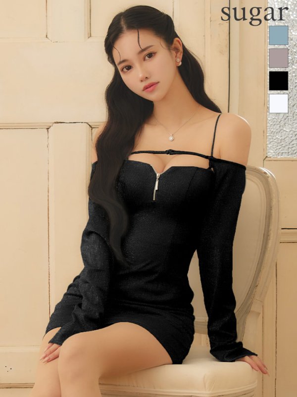 画像27: XSサイズあり【Glossy/グロッシー】ラメニット / ボレロセット / タイト/ ミニドレス / キャバドレス[OF08]