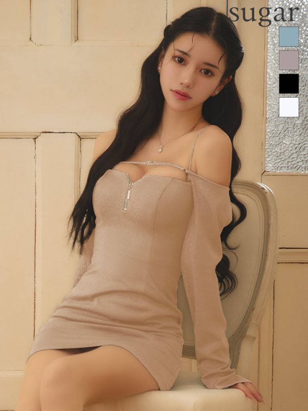 画像18: XSサイズあり【Glossy/グロッシー】ラメニット / ボレロセット / タイト/ ミニドレス / キャバドレス[OF08]