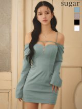 XSサイズあり【Glossy/グロッシー】ラメニット / ボレロセット / タイト/ ミニドレス / キャバドレス[OF08]