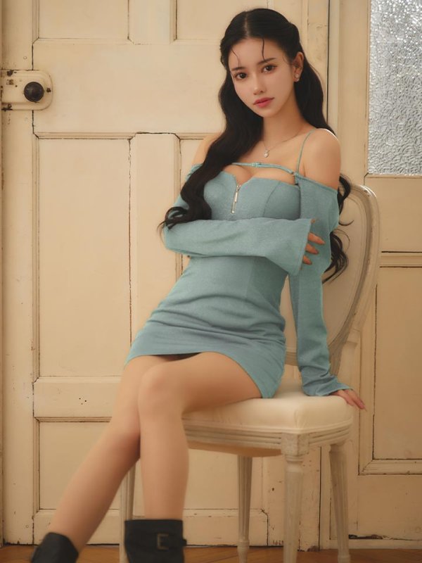 画像7: XSサイズあり【Glossy/グロッシー】ラメニット / ボレロセット / タイト/ ミニドレス / キャバドレス[OF08]