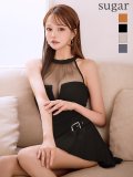 XSサイズあり【Glossy/グロッシー】シアー/ ホルターネック/ フレア/ ミニドレス/ キャバドレス[OF08]