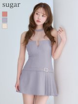 XSサイズあり【Glossy/グロッシー】シアー/ ホルターネック/ フレア/ ミニドレス/ キャバドレス[OF08]【一部予約商品/7月上旬発送予定】