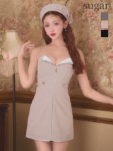 【予約商品/1月上旬発送予定】XSサイズあり【Glossy/グロッシー】フロントジップ/ 台形/ タイト/ ミニドレス/ キャバドレス[OF08]