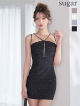 【予約商品/3月中旬発送予定】XSサイズあり【Glossy/グロッシー】スタッズ/ ダイヤ/ ジャガード/ ミニドレス/ キャバドレス[OF08]