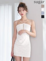 【予約商品/3月中旬発送予定】XSサイズあり【Glossy/グロッシー】スタッズ/ ダイヤ/ ジャガード/ ミニドレス/ キャバドレス[OF08]