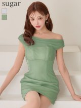 XSサイズあり【Glossy/グロッシー】ラメニット/ ドレープ/ ワンショルダー/ ストレッチ/ ハイウエスト/ キャバドレス[OF08]