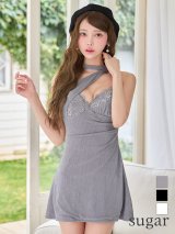 【予約商品/4月中旬発送予定】XSサイズあり【Glossy/グロッシー】ラメニット/ レース/ ホルター/ ミニドレス/ キャバドレス[OF08]