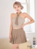 ベージュ×ブラウン　モデル：如月れい　身長：156cm　着用サイズ：Sサイズ