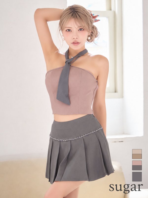 ピンク×グレー　モデル：如月れい　身長：156cm　着用サイズ：Sサイズ