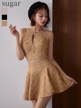 【予約商品/11月上旬発送予定】XSサイズあり【Glossy/グロッシー】チェックレース/ ツイル/ セットアップ/ フレア/ ミニドレス/ キャバドレス[OF08]