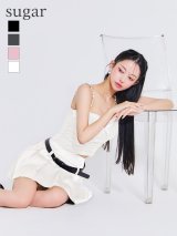 【予約商品/７月下旬発送予定】XSサイズあり【Glossy/グロッシー】ベルト付き/ ハートカット/ セットアップ/ プリーツ/ フレア/ ミニドレス/ キャバドレス[OF2]