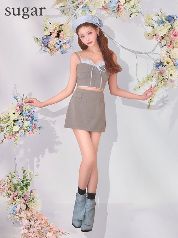 グレー×ブルー　モデル：明日花キララ　身長：160cm　着用サイズ：Sサイズ