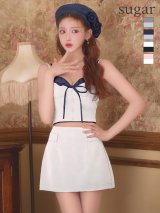 【予約商品/1月上旬発送予定】XSサイズあり【Glossy/グロッシー】バイカラー/ キャミ/ レイヤード/ セットアップ/ タイト/ ミニドレス/ キャバドレス[OF08]