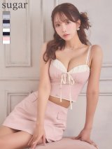 XSサイズあり【Glossy/グロッシー】バイカラー/ キャミ/ レイヤード/ セットアップ/ タイト/ ミニドレス/ キャバドレス[OF08]