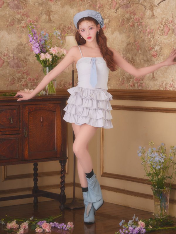 画像14: 【予約商品/1月上旬発送予定】XSサイズあり【Glossy/グロッシー】セットアップ/ ネクタイ/ フリル/ ブロード/ ツイル/ ミニドレス/ キャバドレス[OF08]