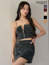 【予約商品/8月下旬発送予定】XSサイズあり【Glossy/グロッシー】コーデュロイ/ バストジップ/ セットアップ/ ミニドレス/ キャバドレス[OF08]