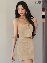 【予約商品/8月下旬発送予定】XSサイズあり【Glossy/グロッシー】コーデュロイ/ バストジップ/ セットアップ/ ミニドレス/ キャバドレス[OF08]