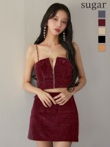 【予約商品/8月下旬発送予定】XSサイズあり【Glossy/グロッシー】コーデュロイ/ バストジップ/ セットアップ/ ミニドレス/ キャバドレス[OF08]