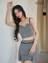 【予約商品/8月下旬発送予定】XSサイズあり【Glossy/グロッシー】キャミ/ ヘリンボーン/ レザーベルトデザイン/ セットアップ/ ミニドレス/ キャバドレス[OF08]