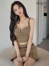 【予約商品/8月下旬発送予定】XSサイズあり【Glossy/グロッシー】キャミ/ ヘリンボーン/ レザーベルトデザイン/ セットアップ/ ミニドレス/ キャバドレス[OF08]