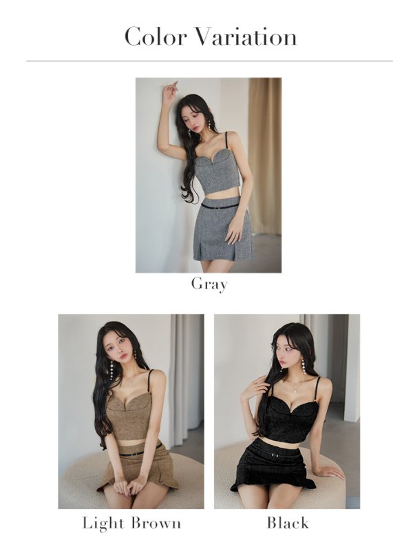 画像26: XSサイズあり【Glossy/グロッシー】キャミ/ ヘリンボーン/ レザーベルトデザイン/ セットアップ/ ミニドレス/ キャバドレス[OF08]