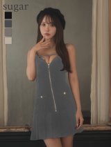 【予約商品/12月中旬発送予定】XSサイズあり【Glossy/グロッシー】バストリボン/ ラメツイード/ キャミ/ フレア/ ミニドレス/ キャバドレス[OF08]